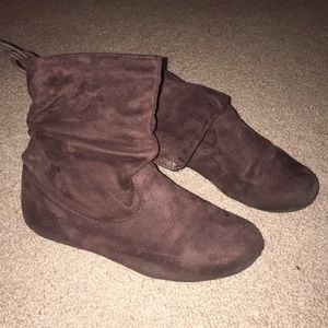 Women’s Forever Link Slouch Side Zipper Flat Heel Boot, Color Brown, Size 8